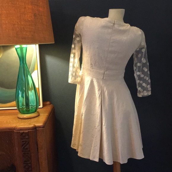 NWT Sweetheart Dot Fit & Flare Dress Cream - Picture 7 of 7